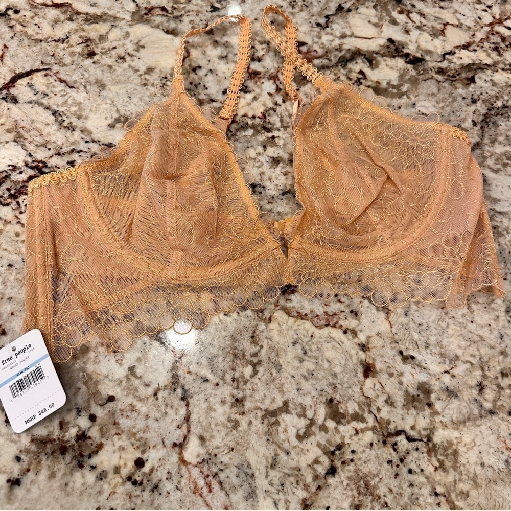 Free People Lucia underwire lace bra wheat sunset size 34 C tan cream Witchycore - Picture 3 of 10